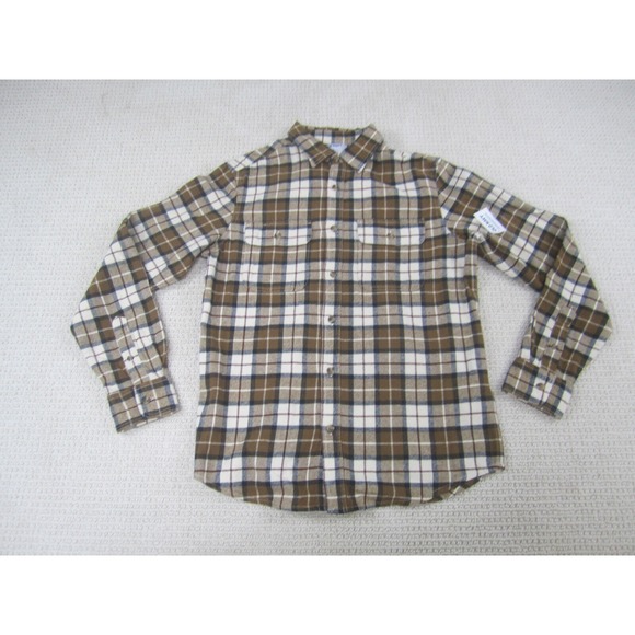 Old Navy Shirt Mens Small Brown‎ Plaid Flannel Button Up Long Sleeve Casual NWT - Picture 1 of 9